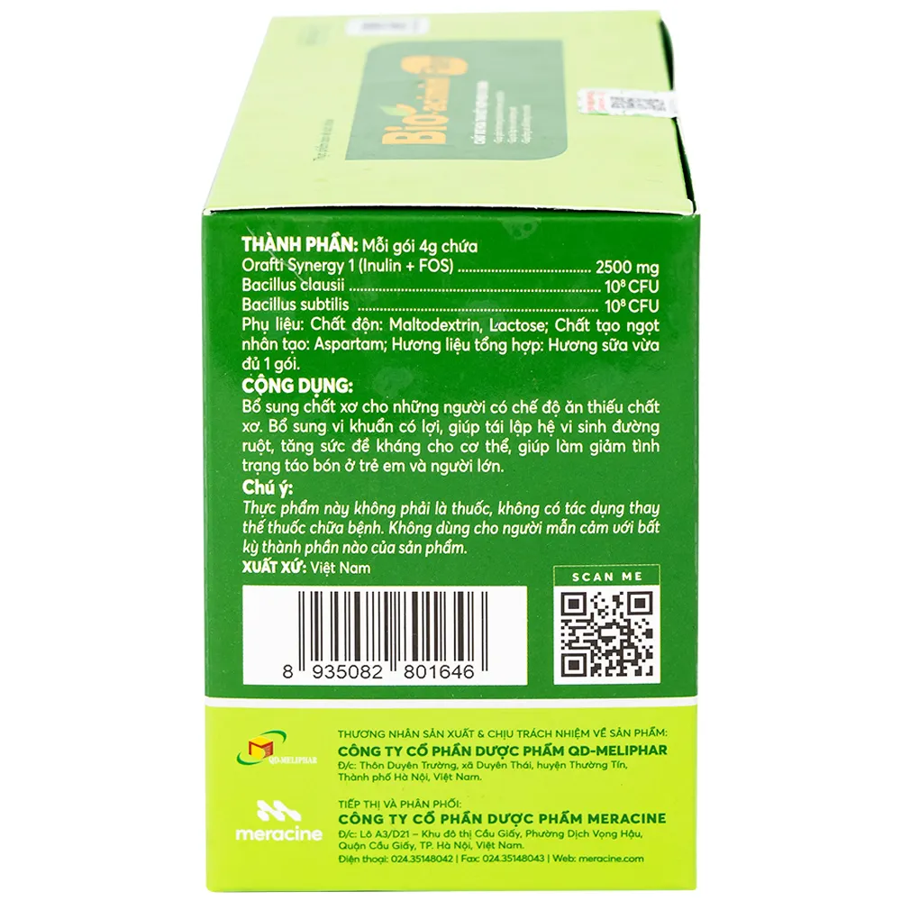 CỐM GIÚP GIẢM TÁO BÓN BIO-ACIMIN FIBER MERACINE 30 GÓI 4