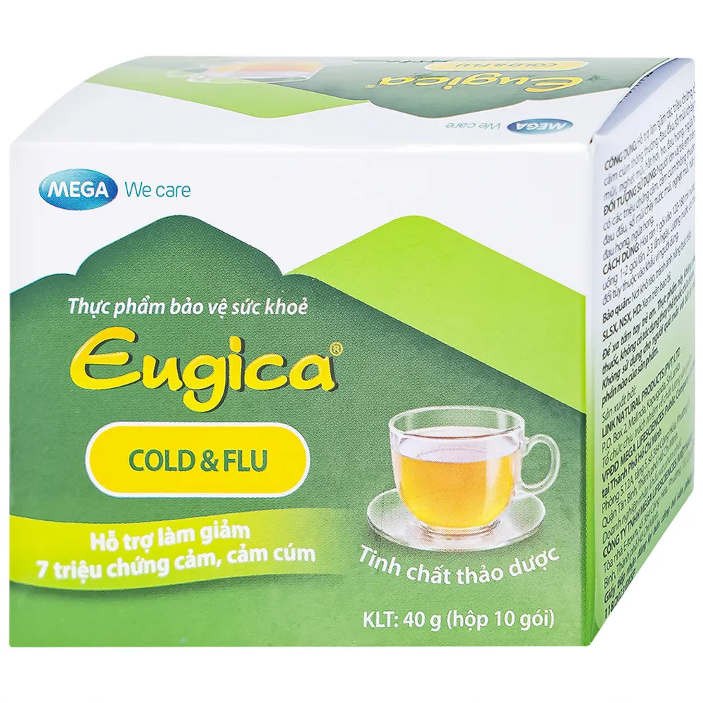 CỐM HỖ TRỢ LÀM GIẢM CÁC TRIỆU CHỨNG CẢM EUGICA COLD & FLU MEGA 10 GÓI