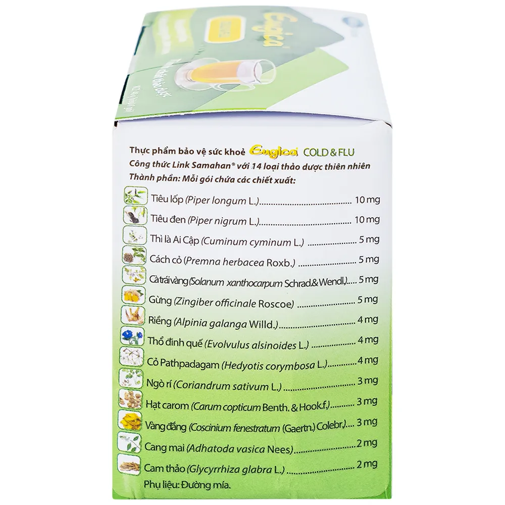 CỐM HỖ TRỢ LÀM GIẢM CÁC TRIỆU CHỨNG CẢM EUGICA COLD & FLU MEGA 10 GÓI 2