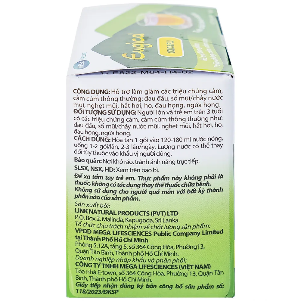 CỐM HỖ TRỢ LÀM GIẢM CÁC TRIỆU CHỨNG CẢM EUGICA COLD & FLU MEGA 10 GÓI 3