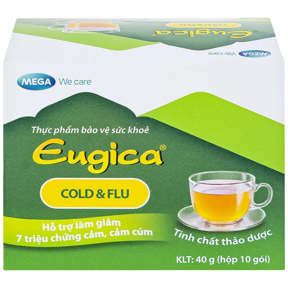 CỐM HỖ TRỢ LÀM GIẢM CÁC TRIỆU CHỨNG CẢM EUGICA COLD & FLU MEGA 10 GÓI 4