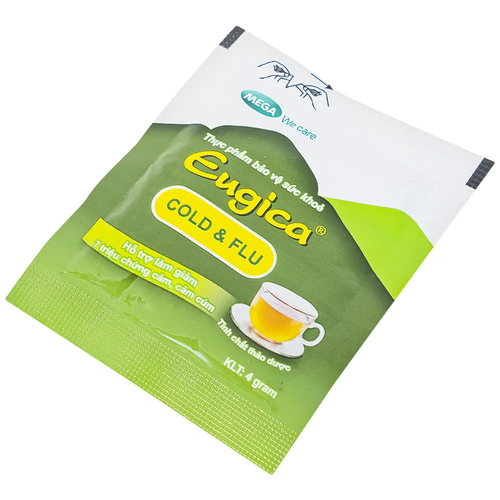 CỐM HỖ TRỢ LÀM GIẢM CÁC TRIỆU CHỨNG CẢM EUGICA COLD & FLU MEGA 10 GÓI 7