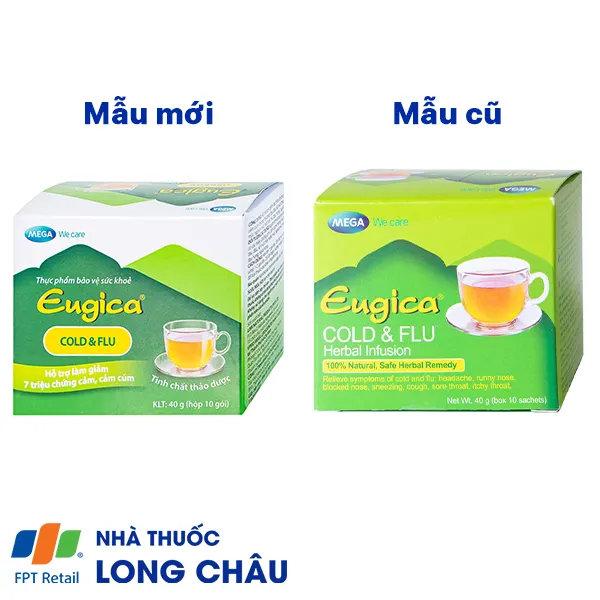 CỐM HỖ TRỢ LÀM GIẢM CÁC TRIỆU CHỨNG CẢM EUGICA COLD & FLU MEGA 10 GÓI 9