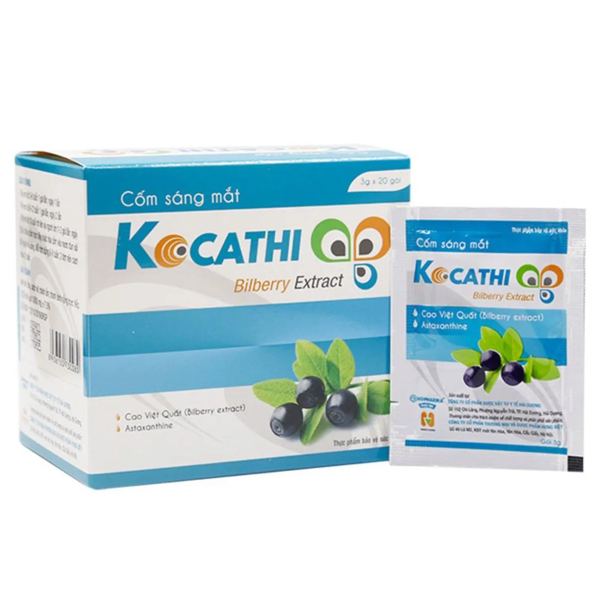 Cốm sáng mắt Kocathi hỗ trợ cải thiện thị lực, giúp giảm mỏi mắt, khô mắt (Hộp 20 gói)