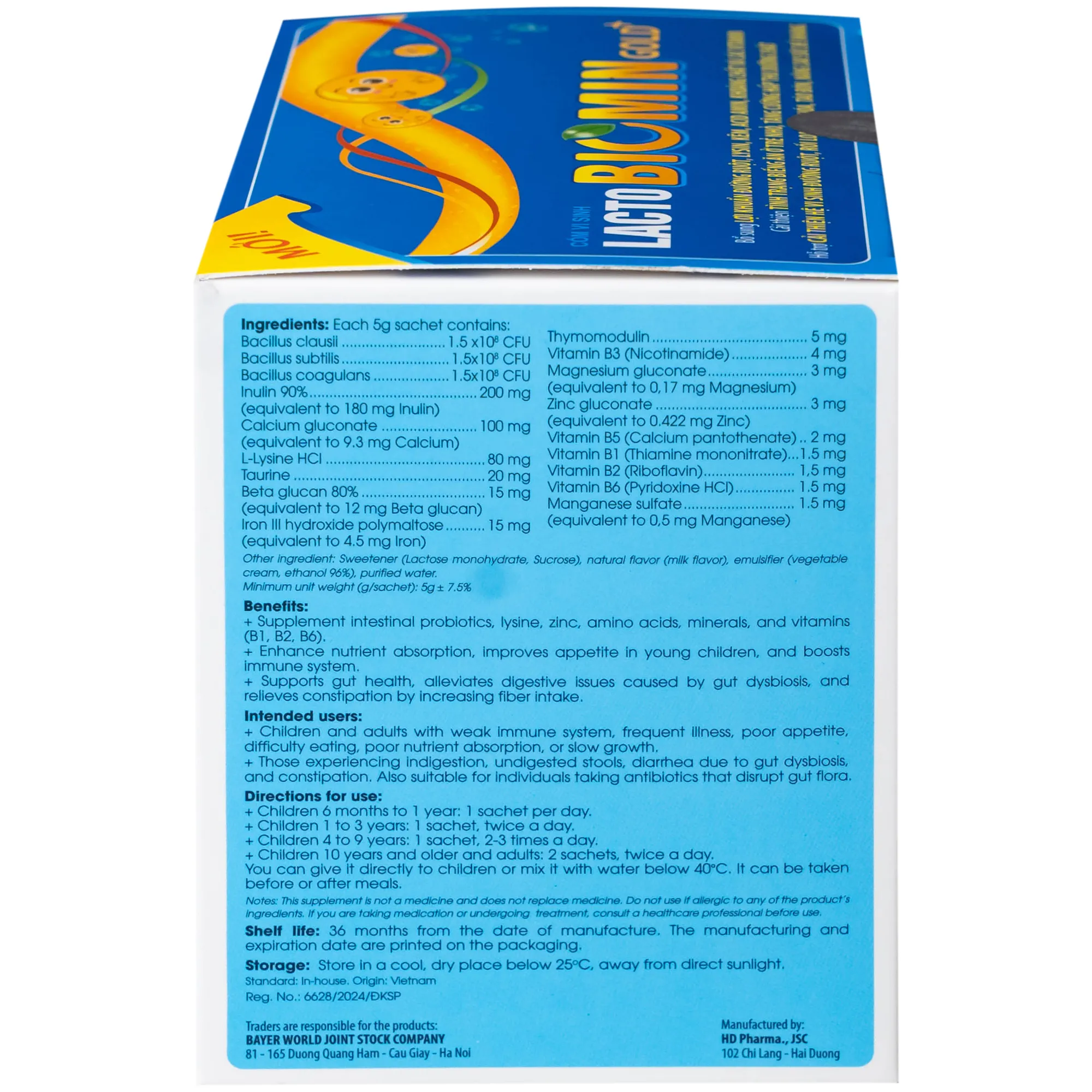 CỐM VI SINH BỔ SUNG LỢI KHUẨN ĐƯỜNG RUỘT LACTO BIOMIN GOLD+ NEW HDPHARMA 20 GÓI X 5G 10