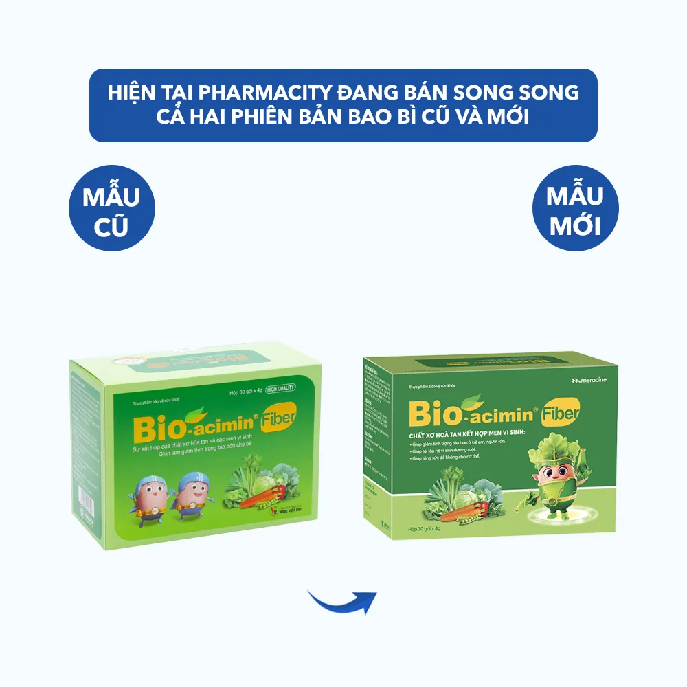 Cốm vi sinh Bio-Acimin Fiber (hộp 30 gói) cải thiện tình trạng táo bón ở trẻ 2