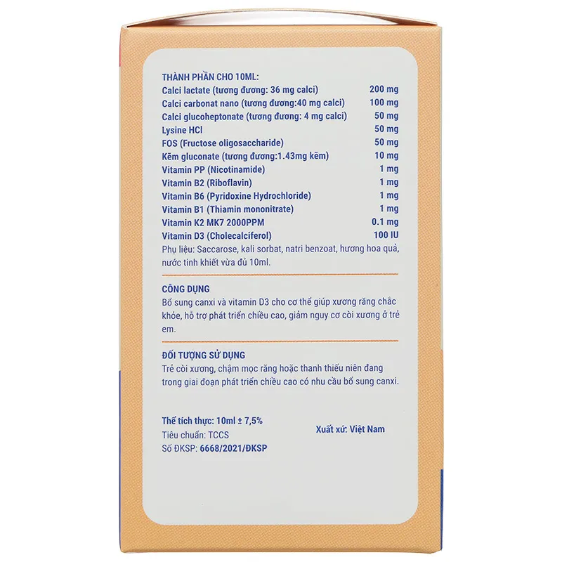 Canxi MK7 for Kid hộp 20 ống x 10ml 7