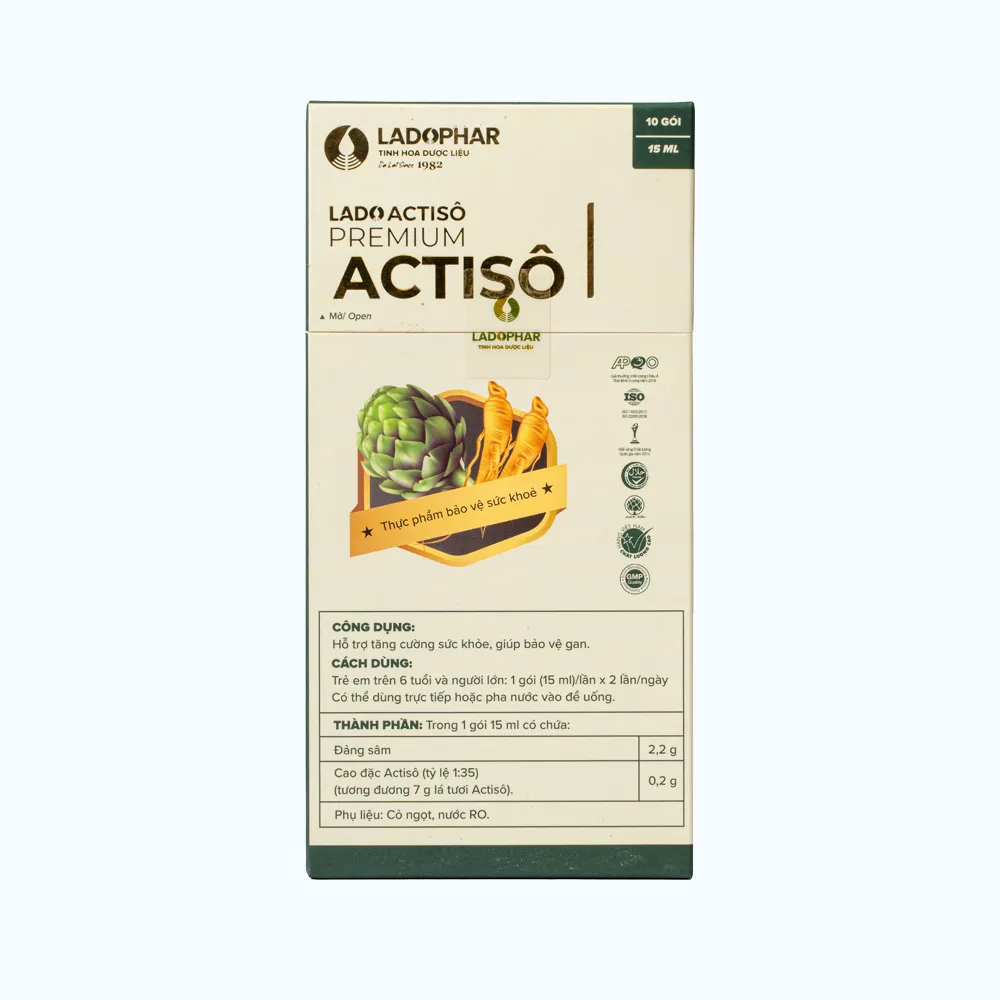 Cao nước Actiso Ladophar Premium (hộp 10 gói) giúp tăng cường sức khỏe, mát gan