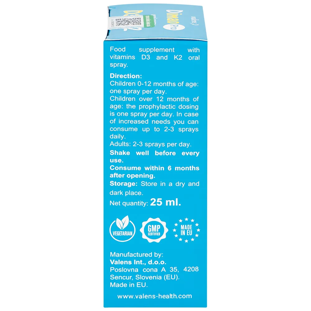 CHAI XỊT GIÚP TĂNG CƯỜNG HẤP THU CANXI DIMAO PRO ORAL SPRAY D3 + K2 VALENS 25ML 11