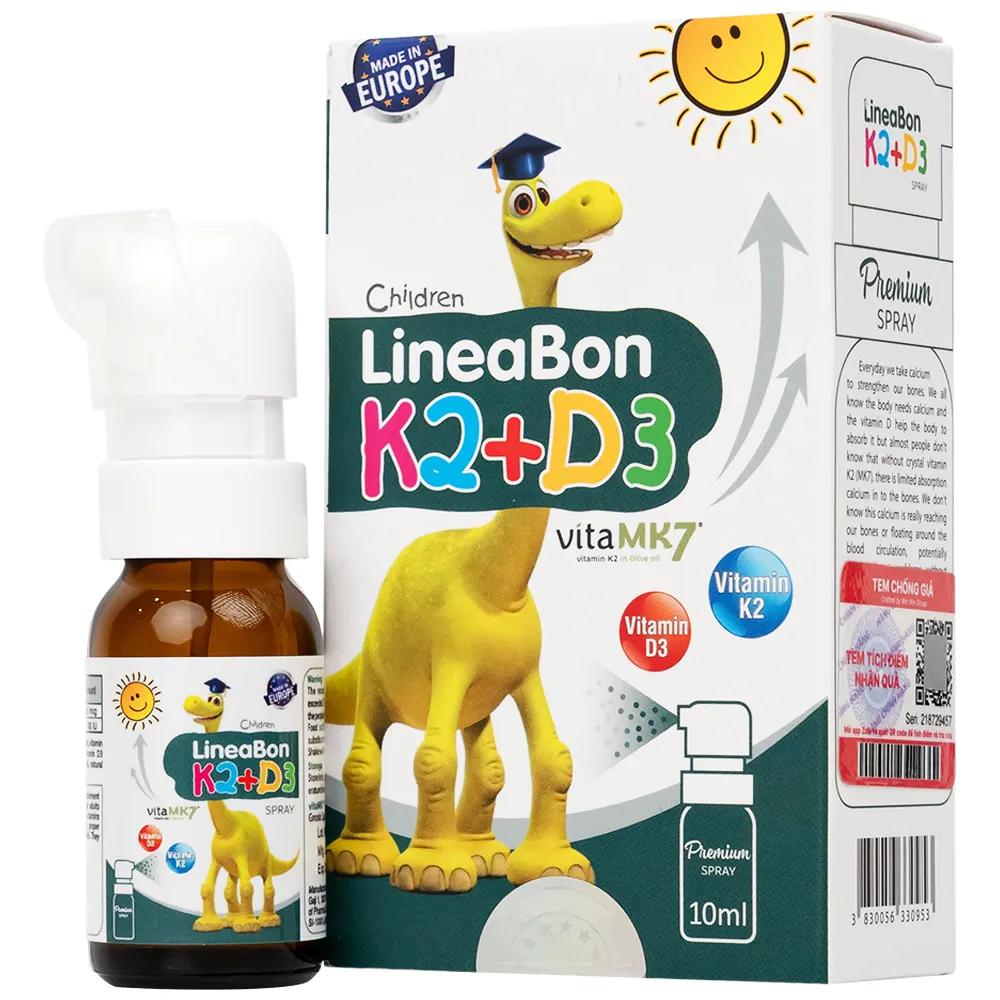 CHAI XỊT HỖ TRỢ HẤP THỤ CANXI LINEABON K2+D3 ERGOPHARMA 10ML