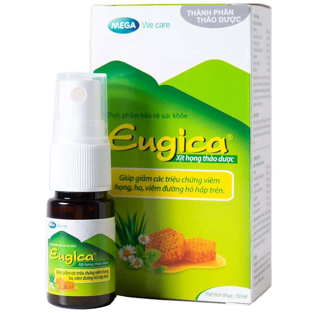 CHAI XỊT HỌNG THẢO DƯỢC GIÚP GIẢM HO EUGICA MEGA 10ML