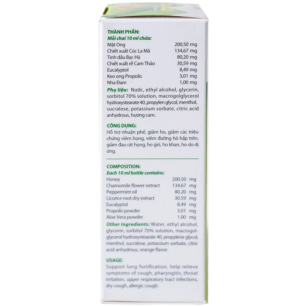 CHAI XỊT HỌNG THẢO DƯỢC GIÚP GIẢM HO EUGICA MEGA 10ML 3