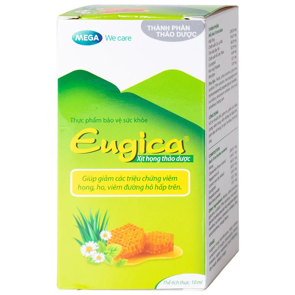CHAI XỊT HỌNG THẢO DƯỢC GIÚP GIẢM HO EUGICA MEGA 10ML 5