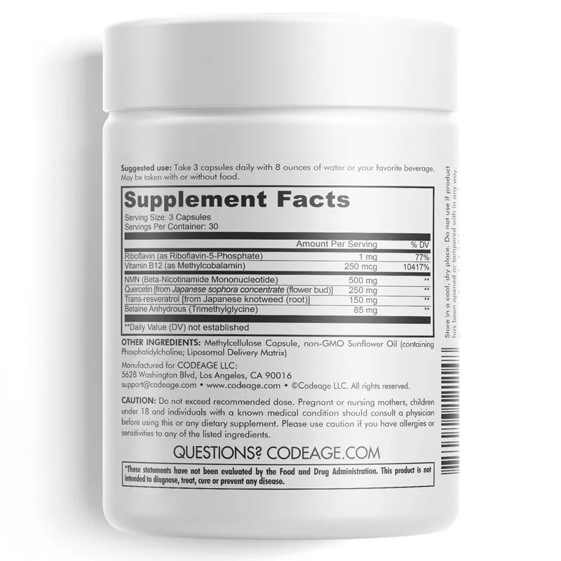 Codeage Liposomal NMN hỗ trợ tăng cường sức khỏe, giảm mệt mỏi lọ 90 viên 3