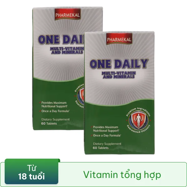 Combo 2 hộp One Daily Multivitamin Pharmekal hỗ trợ giúp bổ sung vitamin và khoáng chất hộp 60 viên