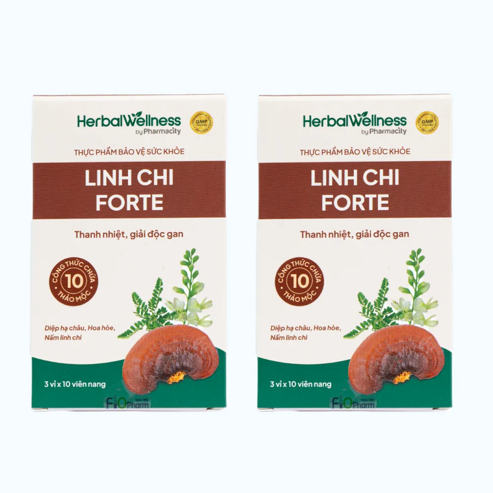 Combo 2 Hộp Viên uống Herbal Wellness Linh Chi Forte hỗ trợ thanh nhiệt, tăng cường chức năng gan (Hộp 30 viên) 2