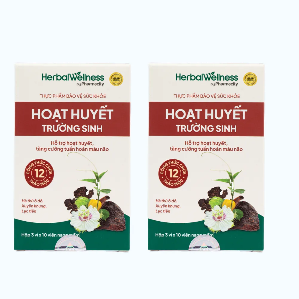 Combo 2 hộp Viên uống Herbal Wellness Hoạt Huyết Trường Sinh hỗ trợ hoạt huyết, tuần hoàn máu não (Hộp 30 viên) 2