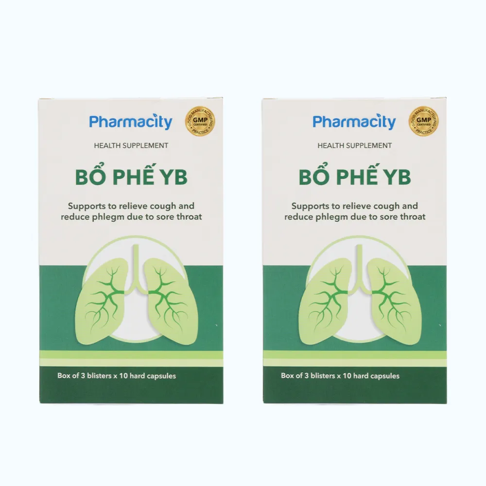 Combo 2 hộp Viên uống Pharmacity Bổ Phế YB hỗ trợ giảm ho, giảm đờm do viêm họng (Hộp 30 viên nang cứng) 2