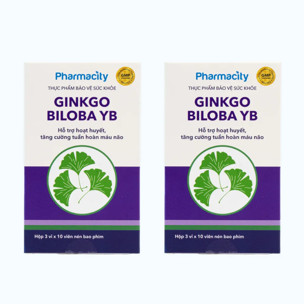 Combo 2 hộp Viên uống Pharmacity Ginkgo Biloba YB hỗ trợ hoạt huyết, tăng cường tuần hoàn máu não (Hộp 30 viên) 2