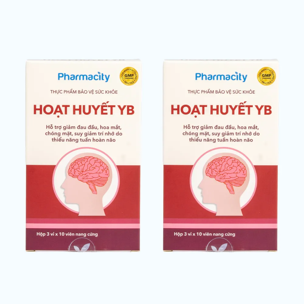 Combo 2 hộp Viên uống Pharmacity Hoạt Huyết YB hỗ trợ giảm đau đầu do thiểu năng tuần hoàn não (Hộp 30 viên) 2