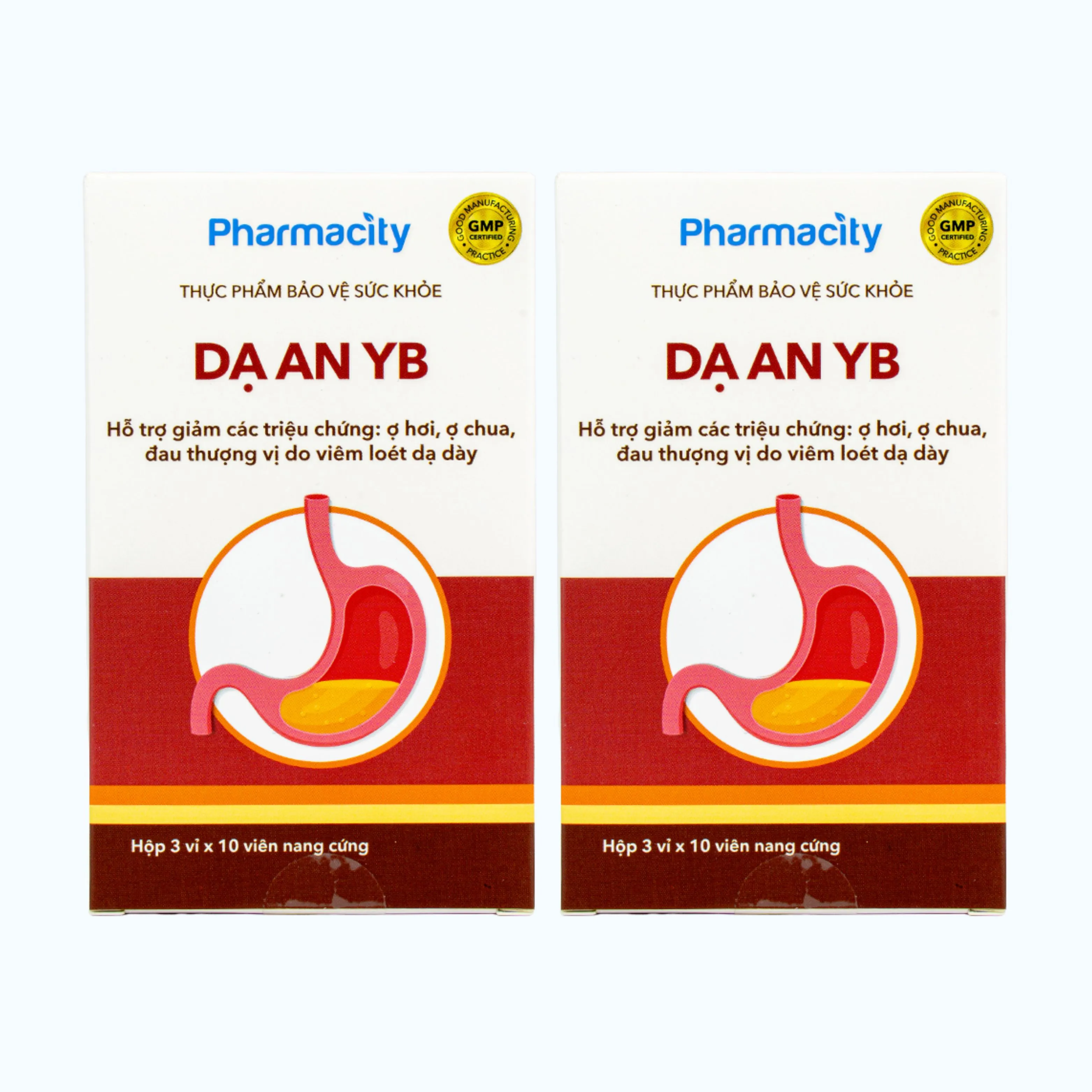 Combo 2 Hộp Viên uống Pharmacity Dạ An YB hỗ trợ giảm triệu chứng viêm loét dạ dày (Hộp 30 viên nang cứng)