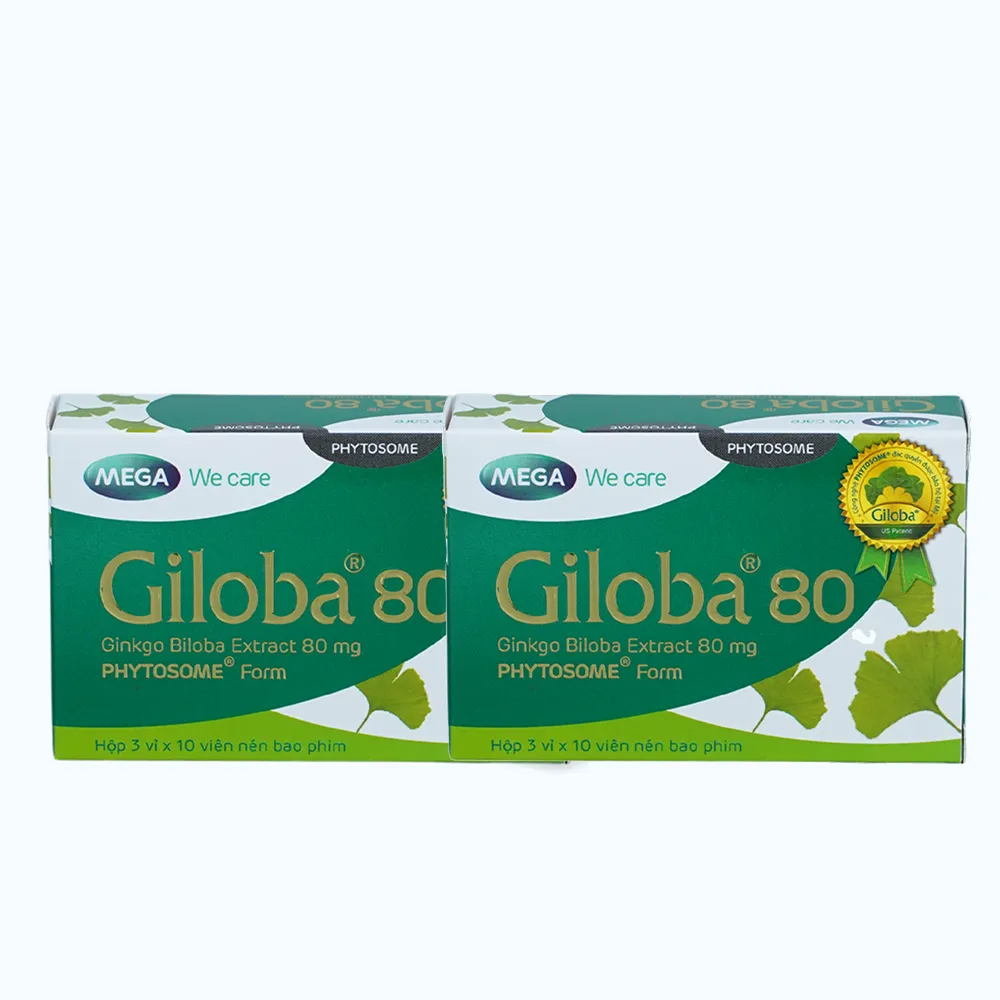Combo 2 Mega We Care Giloba 80  Tuan Hoan Mau Nao (3Vi X 10Vien)