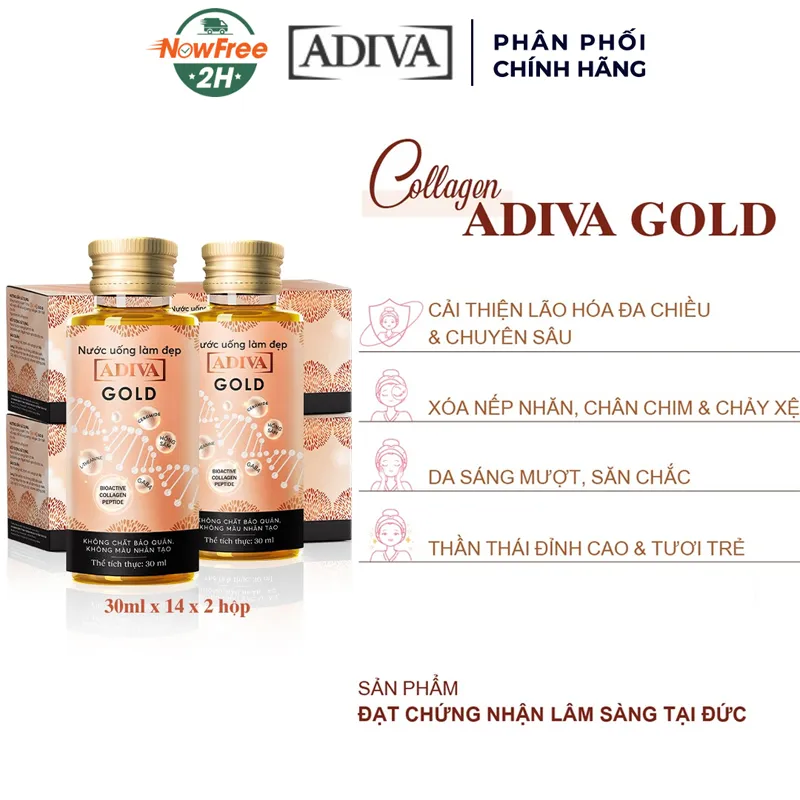 Combo 2 Thực Phẩm Bảo Vệ Sức Khỏe Nước Uống Làm Ðẹp Adiva Gold