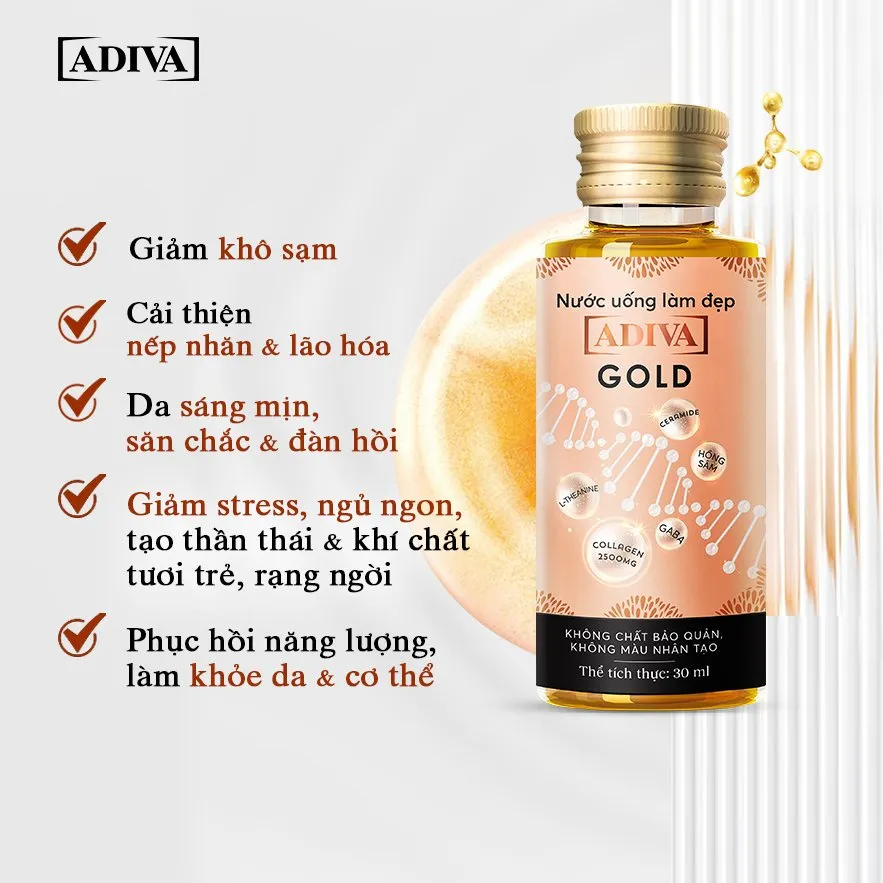 Combo 2 Thực Phẩm Bảo Vệ Sức Khỏe Nước Uống Làm Ðẹp Adiva Gold 3