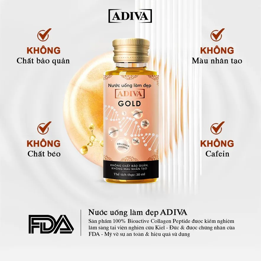 Combo 2 Thực Phẩm Bảo Vệ Sức Khỏe Nước Uống Làm Ðẹp Adiva Gold 5