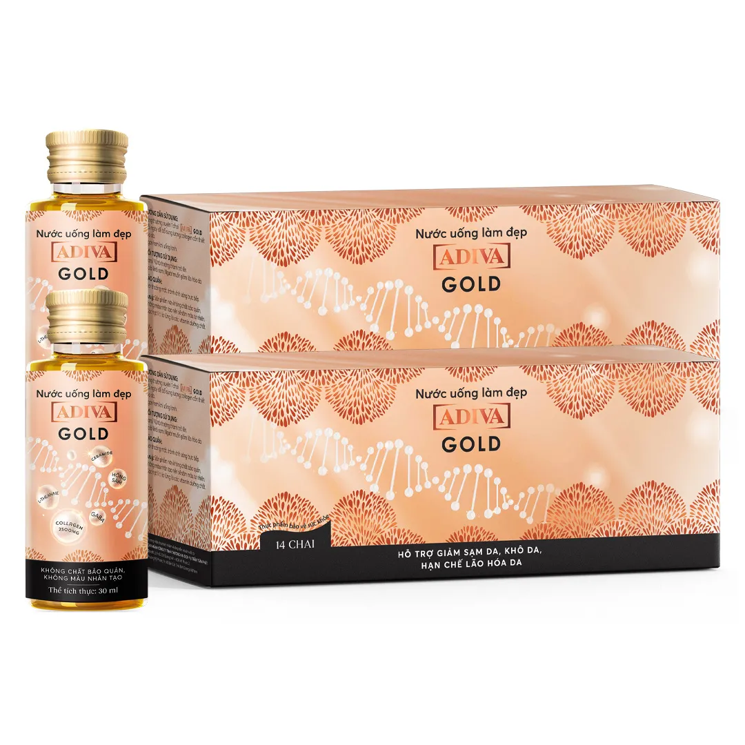 Combo 2 Thực Phẩm Bảo Vệ Sức Khỏe Nước Uống Làm Ðẹp Adiva Gold 6