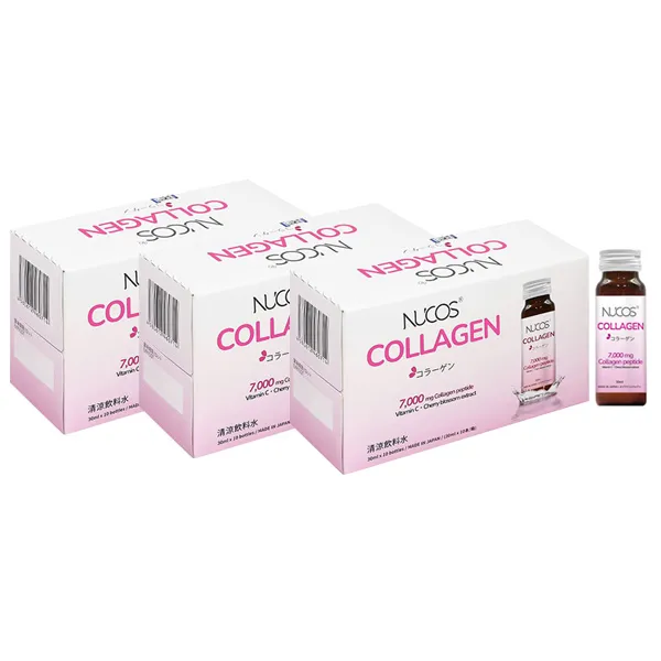 Combo 3 hộp nước uống Nucos Collagen 7000 bổ sung collagen, giúp da mịn màng
