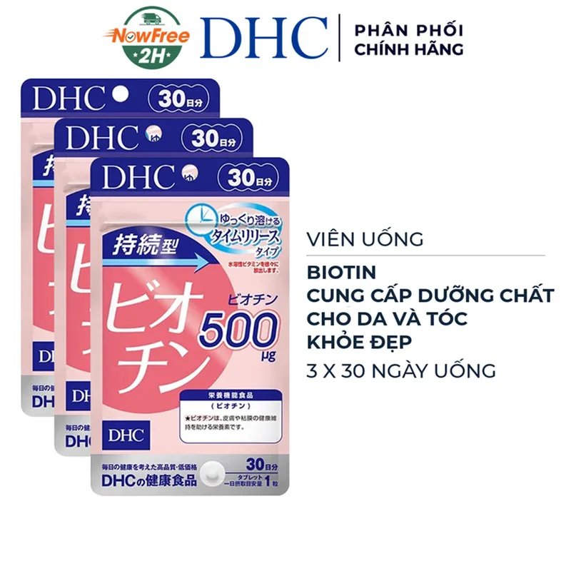 Combo 3 Thực Phẩm Bảo Vệ Sức Khỏe DHC Sustained Release Biotin 2