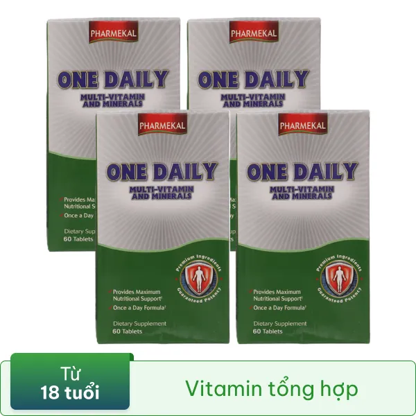 Combo 4 hộp One Daily Multivitamin Pharmekal hỗ trợ giúp bổ sung vitamin và khoáng chất hộp 60 viên