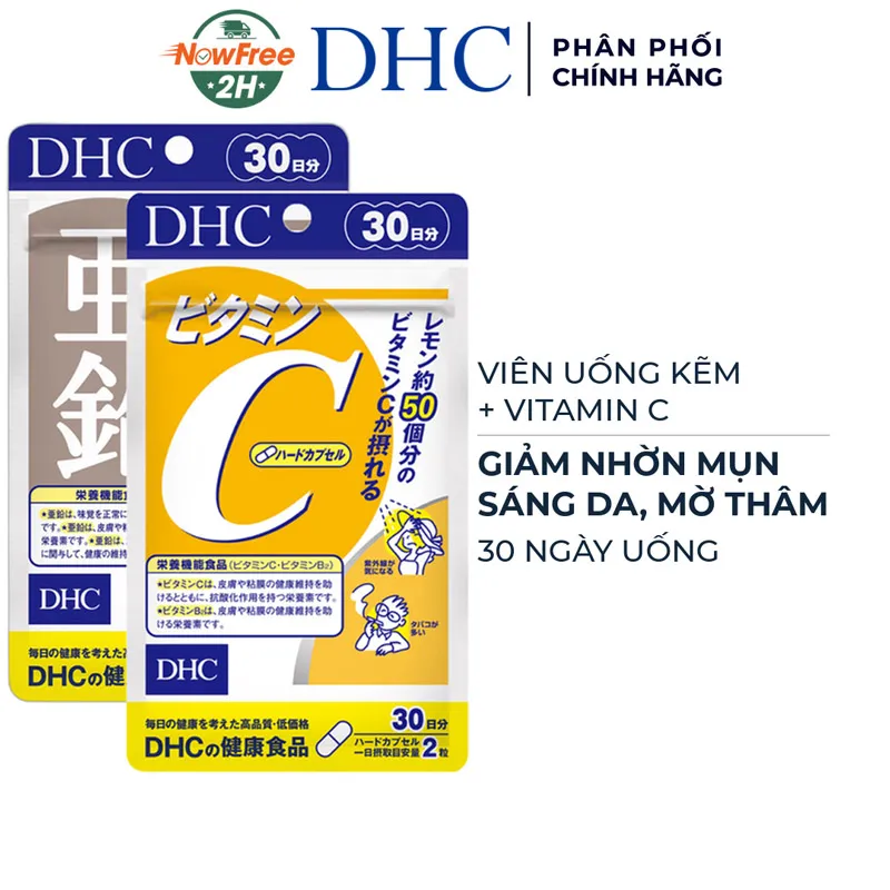 Combo Thực Phẩm Bảo Vệ Sức Khỏe DHC Zinc + Thực Phẩm Bảo Vệ Sức Khỏe DHC Vitamin C Hard Capsule 2
