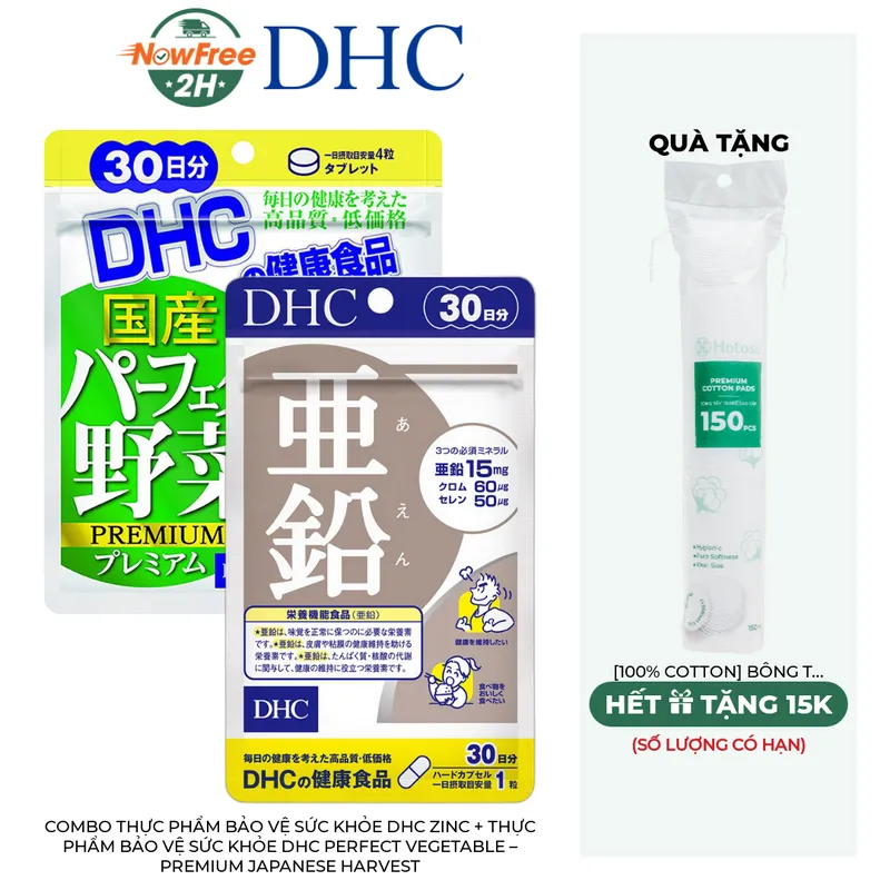 Combo Thực Phẩm Bảo Vệ Sức Khỏe DHC Zinc + Thực Phẩm Bảo Vệ Sức Khỏe DHC Perfect Vegetable – Premium Japanese Harvest