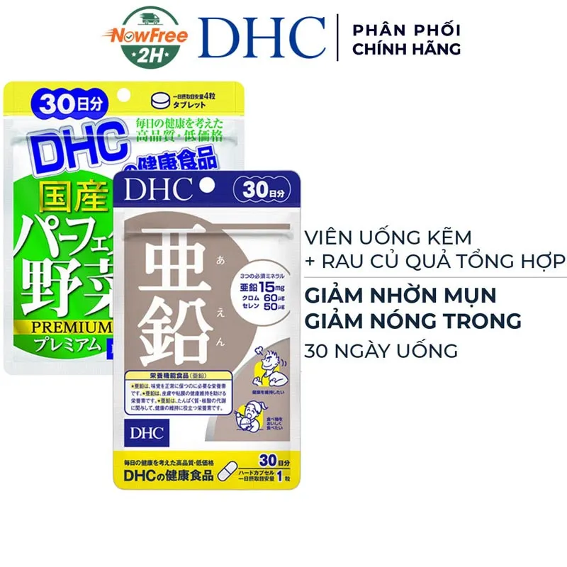 Combo Thực Phẩm Bảo Vệ Sức Khỏe DHC Zinc + Thực Phẩm Bảo Vệ Sức Khỏe DHC Perfect Vegetable – Premium Japanese Harvest 2