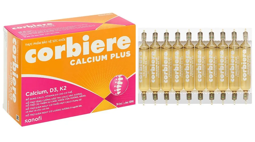 Corbiere Calcium Plus hỗ trợ tăng cường hấp thu canxi, giúp xương chắc khỏe hộp 30 ống x 10ml 2