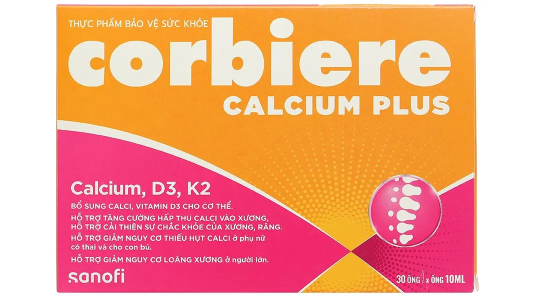 Corbiere Calcium Plus hỗ trợ tăng cường hấp thu canxi, giúp xương chắc khỏe hộp 30 ống x 10ml 3