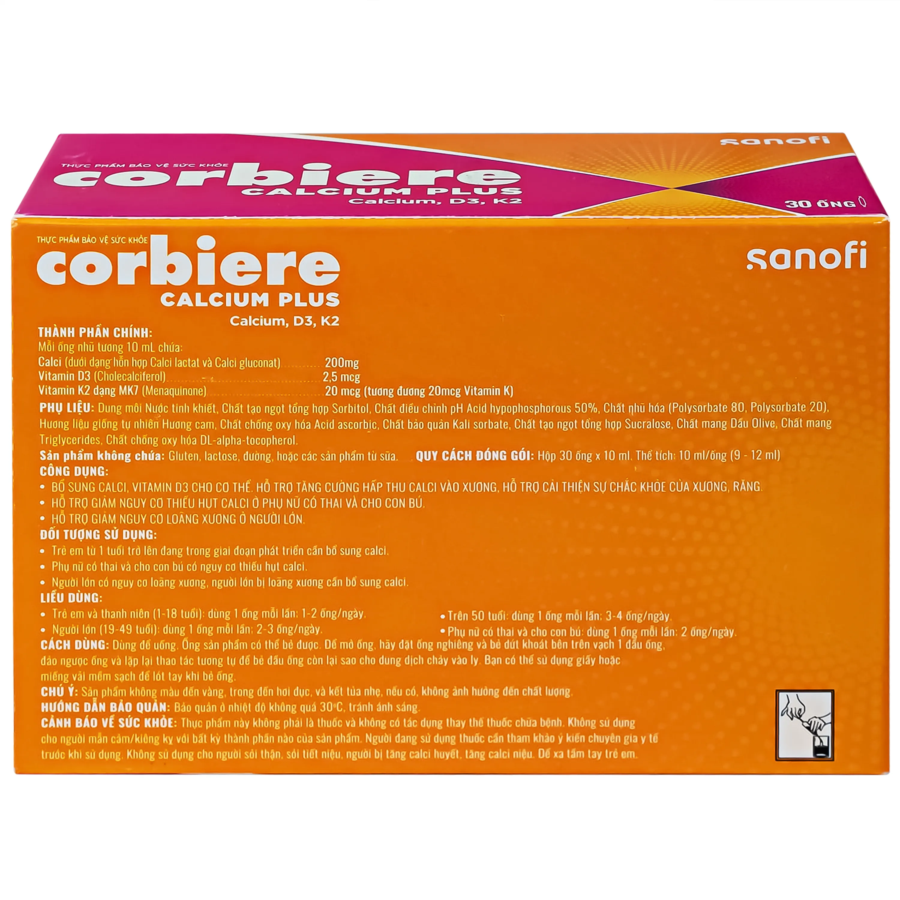 CORBIERE CALCIUM PLUS SANOFI 3X10 ỐNG 4