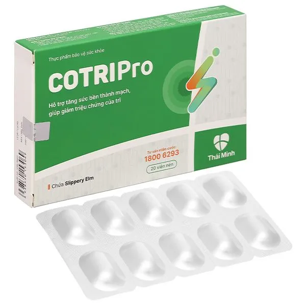 Viên uống Cotripro (Hộp 20 viên) hỗ trợ giảm triệu chứng bệnh trĩ