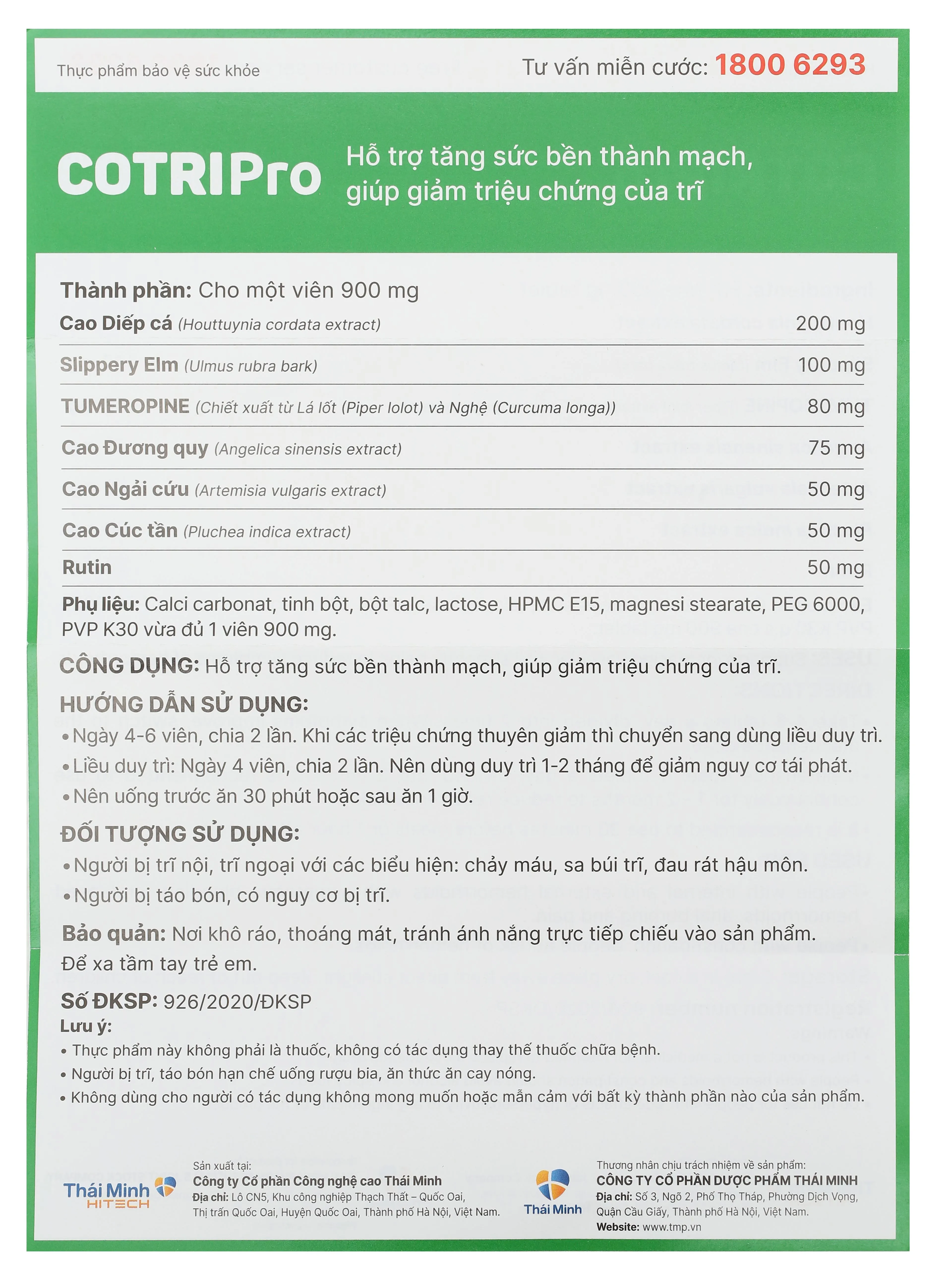 Viên uống Cotripro (Hộp 20 viên) hỗ trợ giảm triệu chứng bệnh trĩ 10