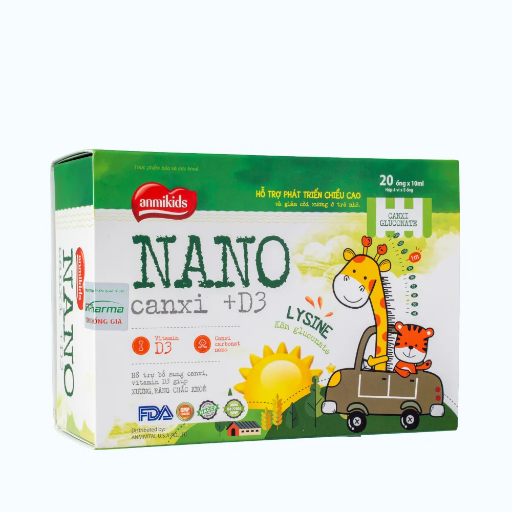 Dược Nam Anmikids Nano Canxi + D3 (hộp 20 ống) bổ sung canxi, vitamin D3 cho trẻ 4