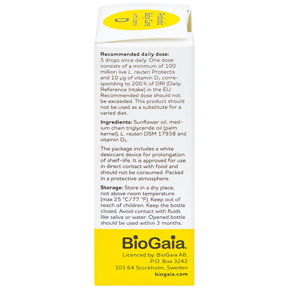 DUNG DỊCH BỔ SUNG LỢI KHUẨN VÀ VITAMIN D3 BIOGAIA PROTECTIS BABY DROPS WITH VITAMIN D3 5ML 7