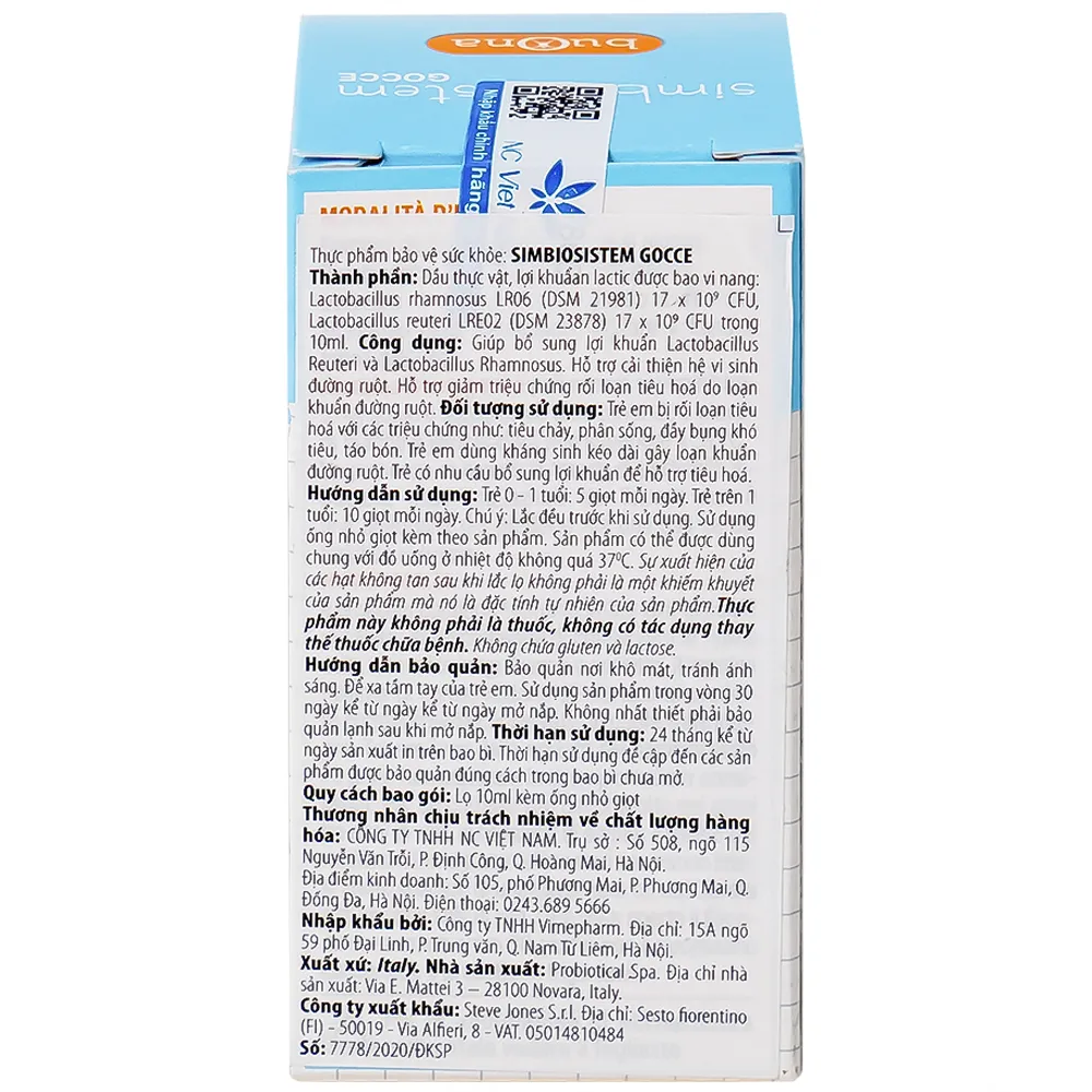 DUNG DỊCH GIÚP BỔ SUNG LỢI KHUẨN BUONA SIMBIOSISTEM GOCCE 10ML 14