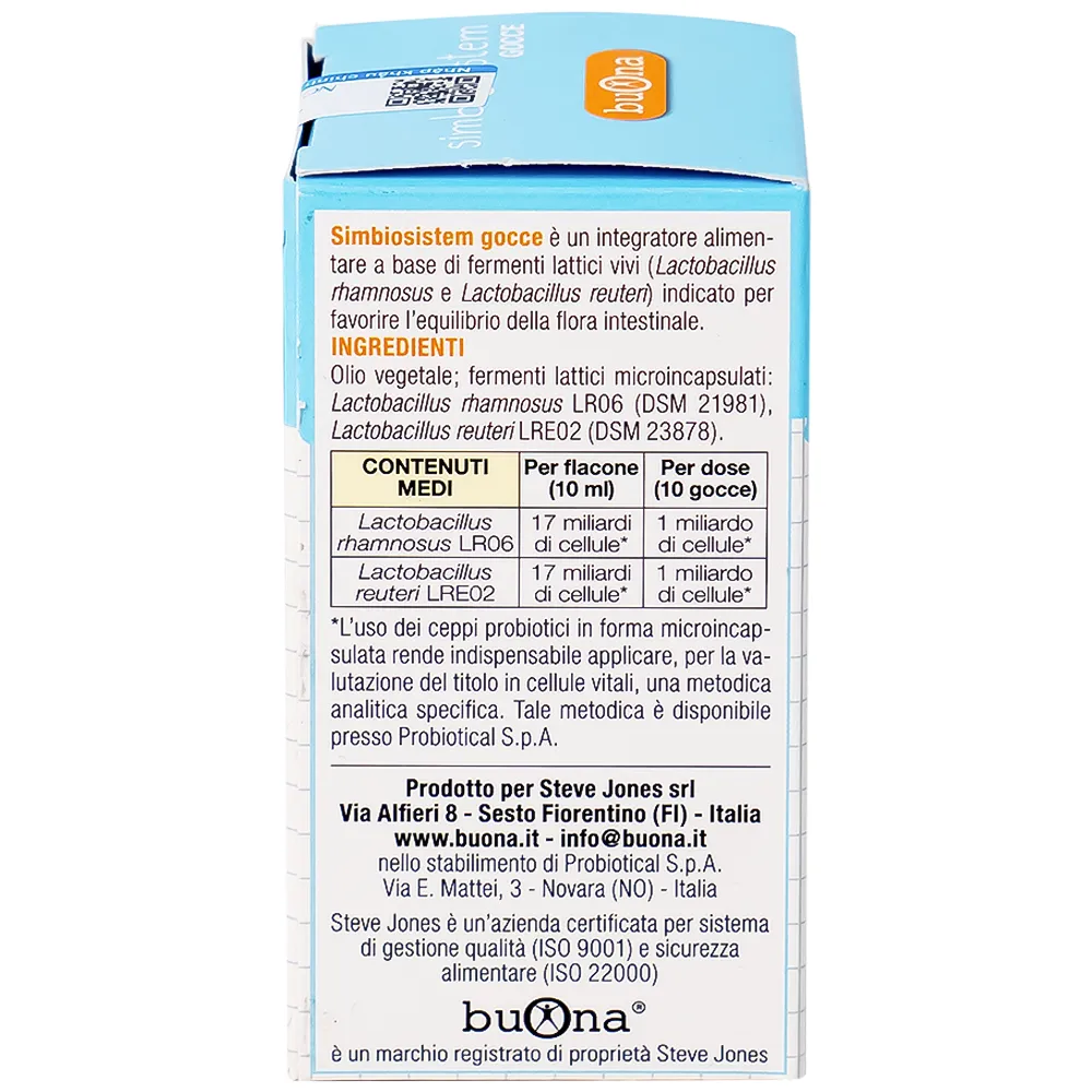 DUNG DỊCH GIÚP BỔ SUNG LỢI KHUẨN BUONA SIMBIOSISTEM GOCCE 10ML 15