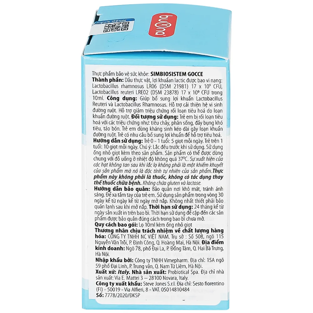 DUNG DỊCH GIÚP BỔ SUNG LỢI KHUẨN BUONA SIMBIOSISTEM GOCCE 10ML 6