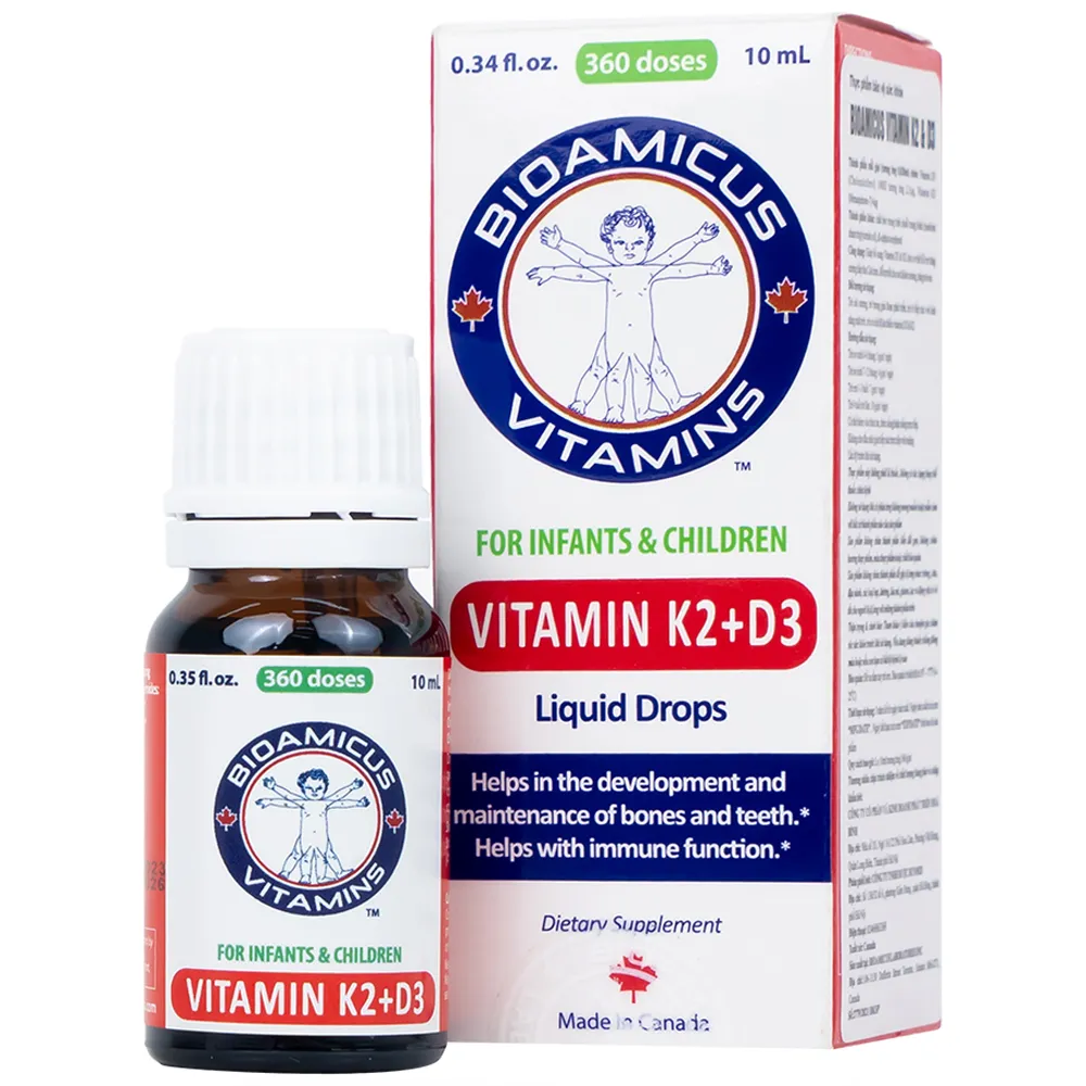 DUNG DỊCH GIÚP XƯƠNG RĂNG TRẺ CHẮC KHỎE BIOAMICUS VITAMIN K2 & D3 10ML