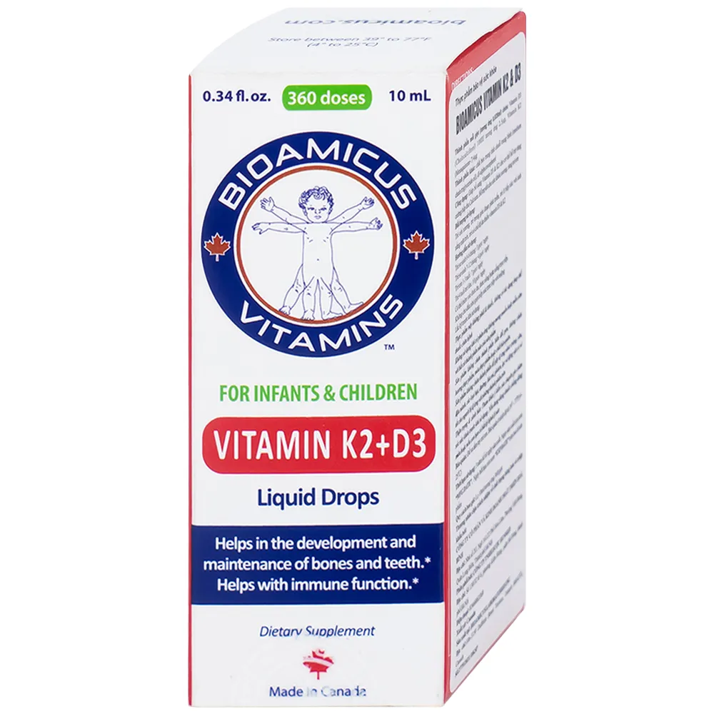 DUNG DỊCH GIÚP XƯƠNG RĂNG TRẺ CHẮC KHỎE BIOAMICUS VITAMIN K2 & D3 10ML 6