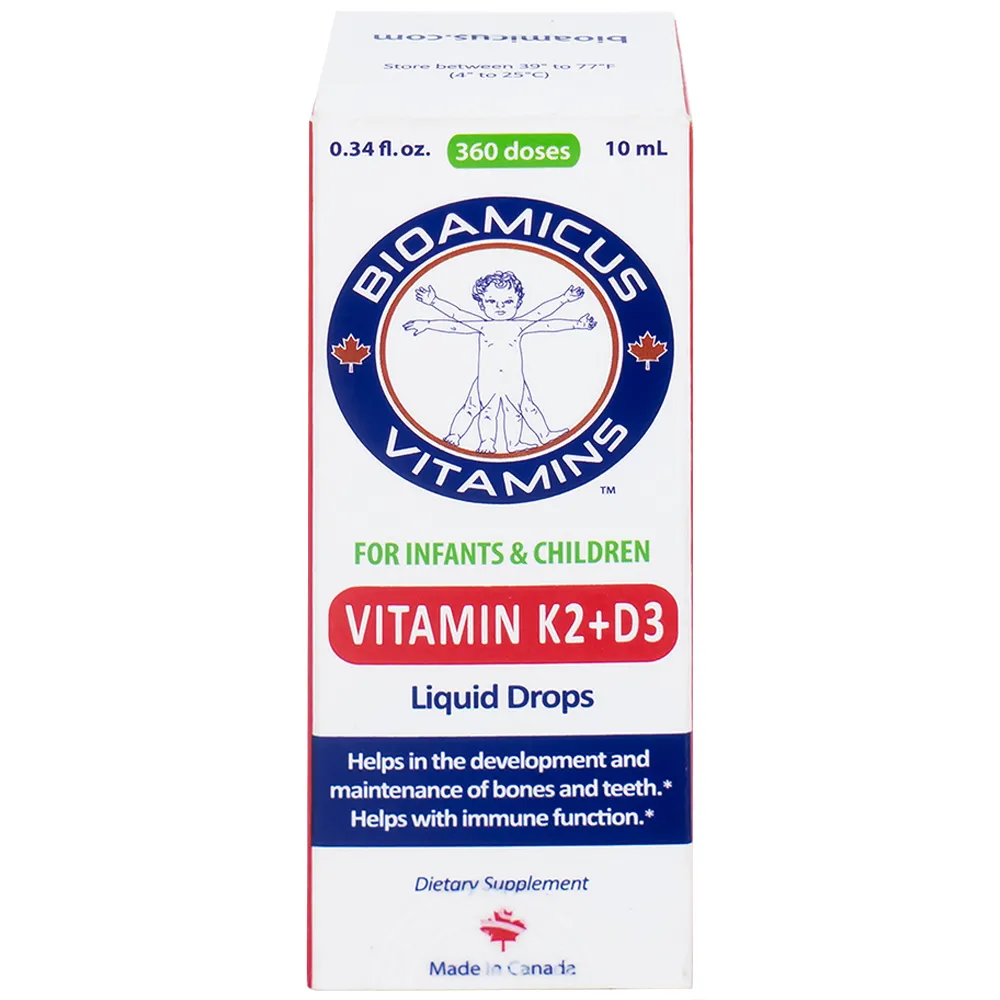 DUNG DỊCH GIÚP XƯƠNG RĂNG TRẺ CHẮC KHỎE BIOAMICUS VITAMIN K2 & D3 10ML 7