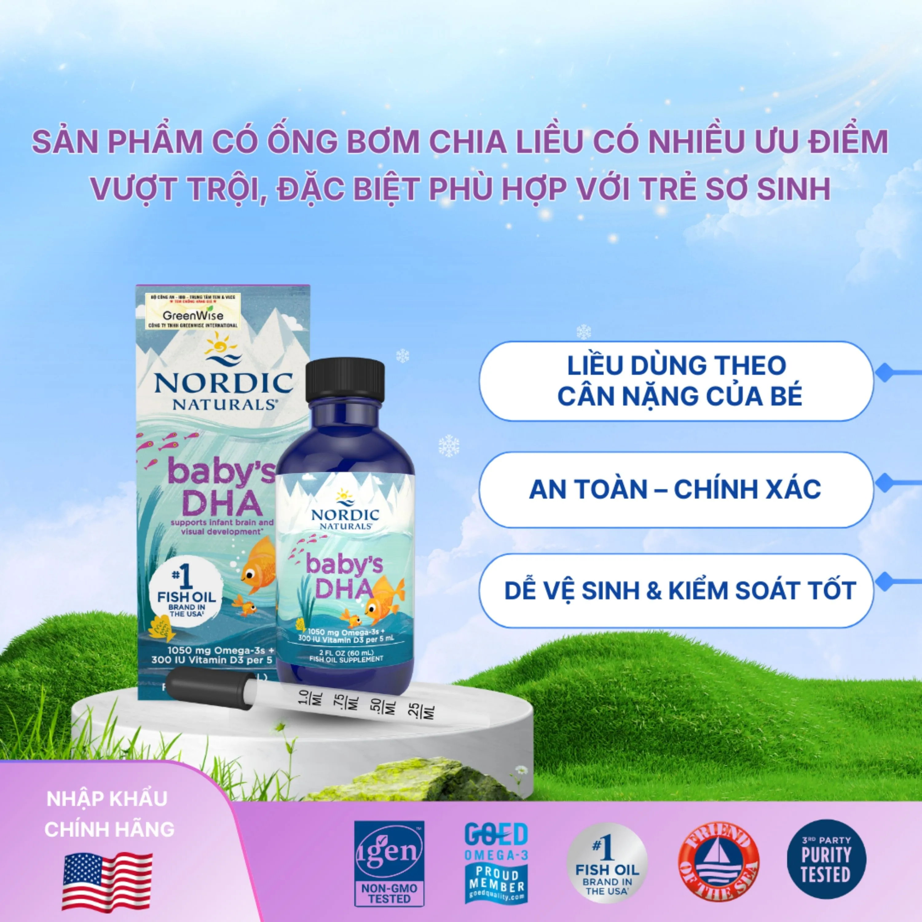 DUNG DỊCH HỖ TRỢ CẢI THIỆN THỊ LỰC CHO TRẺ NORDIC NATURALS BABY'S DHA 60ML 6